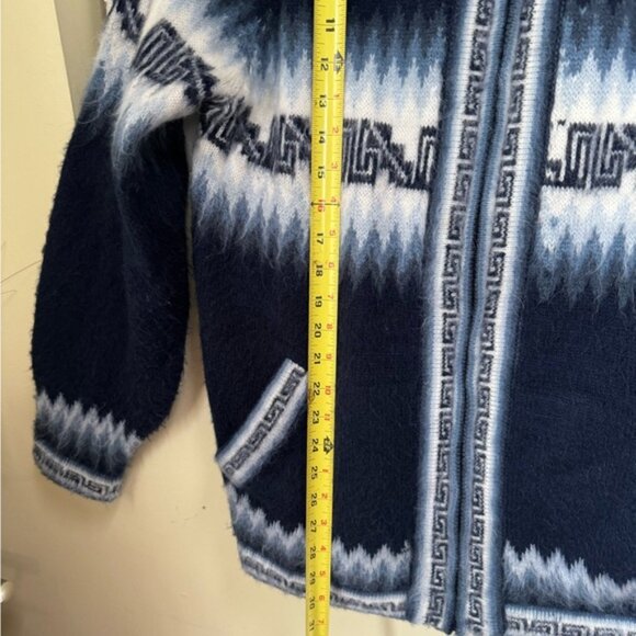YUSUTEX Peru Alpaca Wool Artisan Cardigan Sweater Zip Jacket Soft Cozy Unisex L - Picture 13 of 16